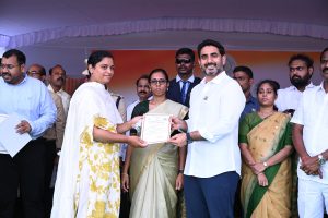 Sri Nara Lokesh, Hon’ble Minister of Human Resources Development, IT Electronics & Communications, RTG, Govt. of AP presented Certificate of Appreciation to Mrs. P. Mohana Ragini, DIA, Guntur