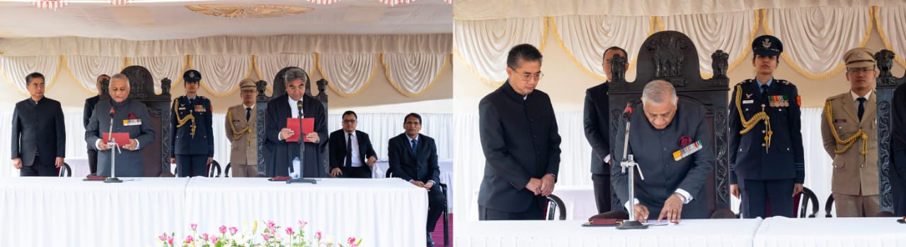 General (Dr) Vijay Kumar Singh, PVSM, AVSM, YSM (Retd) takes oath as the 25th Governor of Mizoram.