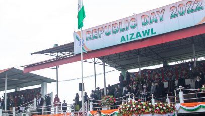 Governor saluting the national flag
