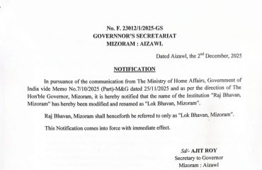 renamed as Lok Bhavan Mizoram