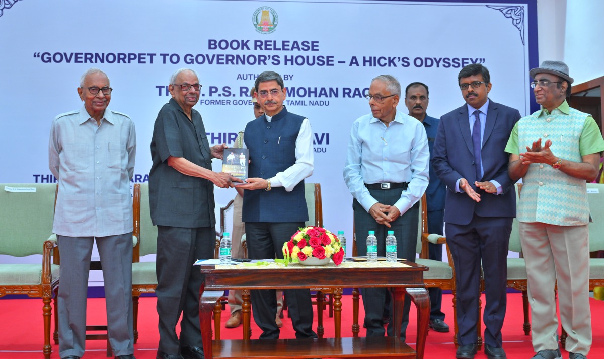 Thiru. R.N. Ravi, Hon’ble Governor of Tamil Nadu, participated as Chief Guest and released the Book “GOVERNORPET TO GOVERNOR’S HOUSE – A HICK’S ODYSSEY” authored by Thiru. P.S. Ramamohan Rao, Former Governor of Tamil Nadu at Bharathiar Mandapam, Raj Bhavan, Chennai on 29.06.2024. Thiru. C. Rangarajan, Former Governor of Reserve Bank of India & Former Governor of Andhra Pradesh and Thiru. M.K. Narayanan, Former Governor of West Bengal and other dignitaries were present on this occasion.
