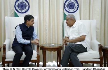 Thiru. R.N.Ravi,Hon'ble Governor of Tamil Nadu, called on Thiru. Jagdeep Dhankhar, Hon'ble Vice President of India, at New Delhi (13.09.2023).
