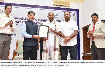 felicitated the NIRF - 2023 top 20 ranking Universities and Higher Educational Institutions 2