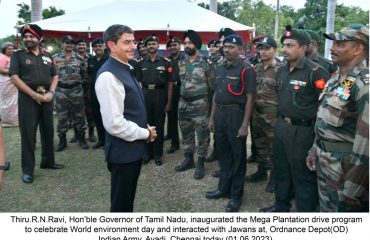 inaugurated the Mega Plantation drive program to celebrate World environment day and interacted with Jawans