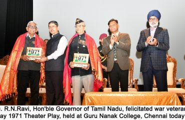 Hon'ble Governor of Tamil Nadu, felicitated war veterans at Operation Vijay 1971 Theater Play- 30.09.2023.