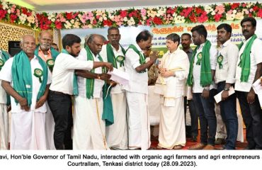 Hon’ble Governor of Tamil Nadu, interacted with organic agri farmers and agri entrepreneurs at KR resort, Courtrallam, Tenkasi district