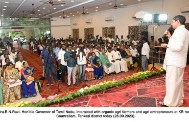 Hon’ble Governor of Tamil Nadu, interacted with organic agri farmers and agri entrepreneurs at KR resort, Courtrallam - 28.09.2023