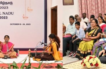 Thiru.R.N.Ravi, Hon’ble Governor of Tamil Nadu and  First Lady of Tamil Nadu, Tmt.Laxmi Ravi, witnessed the cultural performances  held at Navaratri Golu exhibition, Raj Bhavan, Chennai - 16.10.2023