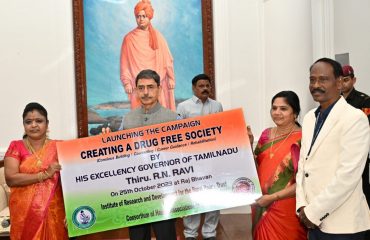 Thiru. R. N. Ravi, Hon’ble Governor of Tamil Nadu, Launched the Campaign on drug free society in Tamil Nadu,  organized by Institute of Research and development  for Rural Poor – Trust, at Raj Bhavan, Chennai - 25.10.2023