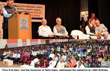 Thiru.R.N.Ravi, Hon’ble Governor of Tamil Nadu, addressed the gathering at 148th Birthday Celebration of Sardar Vallabhbhai Patel, at Bhavan’s Rajaji Vidyashram (TAG Auditorium), Kilpauk Garden Road, Chennai - 31.10.2023
