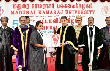 Thiru. R.N.Ravi, Hon’ble Governor of Tamil Nadu and Chancellor of Madurai Kamaraj University presented the degrees and medals to students at the 55th Annual convocation of the Madurai Kamaraj University at Dr.Mu.Varatharasanar Arangu, Madurai Kamaraj University, Madurai on 02.11.2023