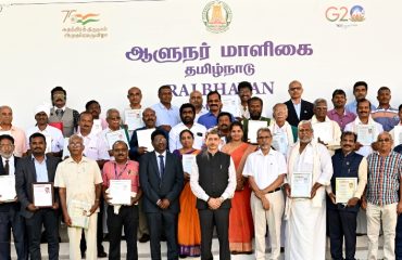 Thiru.R.N.Ravi, Hon’ble Governor of Tamil Nadu, interacted and felicitated the Agripreneurs, Farmers, FPO’s and Agri Scientists through Governor’s ‘Think To Dare’, series 12 interaction with Farm Personalities, held at Raj Bhavan, Chennai - 04.11.2023