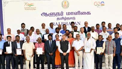 Thiru.R.N.Ravi, Hon’ble Governor of Tamil Nadu, interacted and felicitated the Agripreneurs, Farmers, FPO’s and Agri Scientists through Governor’s ‘Think To Dare’, series 12 interaction with Farm Personalities, held at Raj Bhavan, Chennai - 04.11.2023