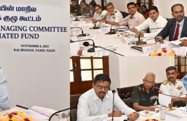 Thiru.R.N.Ravi, Hon’ble Governor of Tamil Nadu, chaired the meeting of State Managing Committee of Amalgamated Fund at Raj Bhavan, Chennai - 06.11.2023. Thiru.Shiv Das Meena,IAS., Chief Secretary, Government of Tamil Nadu and other officials were present.