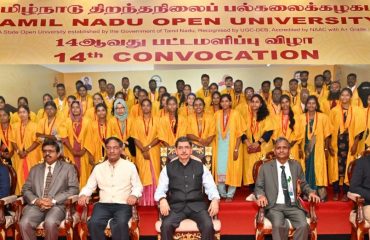 Thiru.R.N.Ravi, Hon’ble Governor of Tamil Nadu and Chancellor of Tamil Nadu Open University, presented the degrees and medals to students at the 14th convocation of the Tamil Nadu Open University, at Convocation Hall, Tamil Nadu Open University, Chennai - 08.11.2023
