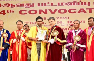 Hon’ble Governor of Tamil Nadu and Chancellor of Tamil Nadu Open University, presented the degrees and medals to students at the 14th convocation of the Tamil Nadu Open University, at Convocation Hall, Tamil Nadu Open University, Chennai on 08.11.2023