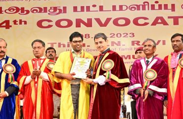 Hon’ble Governor of Tamil Nadu and Chancellor of Tamil Nadu Open University, presented the degrees and medals to students at the 14th convocation of the Tamil Nadu Open University, at Convocation Hall, Tamil Nadu Open University, Chennai on 08.11.2023
