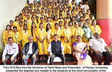 Hon’ble Governor of Tamil Nadu and Chancellor of Periyar University, presented the degrees and medals to the students at the 22nd convocation of the Periyar University, at Periyar Auditorium, Periyar University, Salem - 24.11.2023