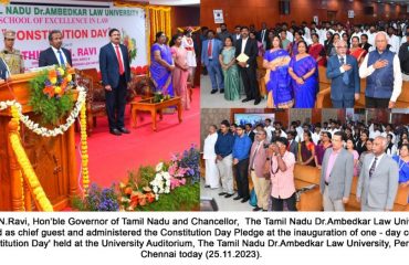Hon’ble Governor of Tamil Nadu and Chancellor of Tamil Nadu Dr.Ambedkar Law University participated the inauguration of one - day consortium on 'Constitution Day' held at the University Auditorium, The Tamil Nadu Dr.Ambedkar Law University, Perungudi, Chennai - 25.11.2023