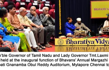Hon’ble Governor of Tamil Nadu, presented the Bhavan’s Award to Musicians at Bhavan’s Pottipati Gnanamba Obul Reddy Auditorium, Chennai on 24.11.2023