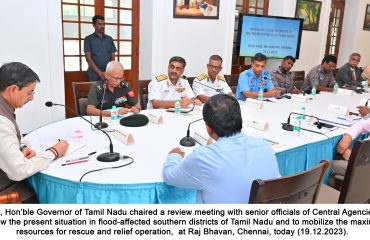 review meeting with senior officials of Central Agencies and Armed Forces to review the present situation in flood-affected southern districts of Tamil Nadu