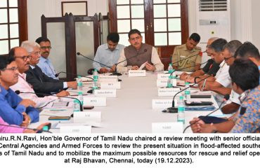 review meeting with senior officials of Central Agencies and Armed Forces to review the present situation in flood-affected southern districts of Tamil Nadu