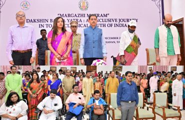 Thiru. R.N.Ravi, Hon’ble Governor of Tamil Nadu, along with participants observed one minute silence in tributes to the victims of Cyclone Michaung and the floods in the Southern Districts of Tamil Nadu, at “ Margazhi Matram” Dakshin Basha Yatra: an inclusive journey into the classical south of India, function held at Raj Bhavan, Chennai - 22.12.2023