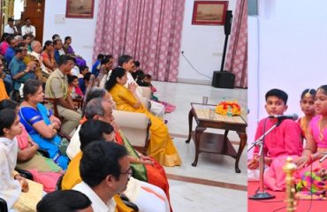 Thiru.R.N.Ravi, Hon’ble Governor of Tamil Nadu accompanied with the First Lady, Tmt. Laxmi Ravi along with the Raj Bhavan family participated in Pran Pratishtha ceremony of Prabhu Sri Ram at Ayodhya (live stream programme) and witnessed the cultural performance organized at Bharathiar Mandapam, Raj Bhavan, Chennai - 22.01.2024