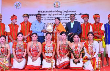 Foundation Day of Manipur, Meghalaya, Tripura, Uttar Pradesh States and Dadra & Nagar Haveli and Daman & Diu Union Territories celebrated at Bharathiar Mandapam ,Raj Bhavan ,Chennai. Thiru R. Kirlosh Kumar, I.A.S., Secretary to Governor felicitated the cultural artists - 24.01.2024