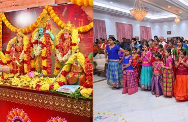 Thiru.R.N.Ravi, Hon’ble Governor of Tamil Nadu accompanied with the First Lady, Tmt. Laxmi Ravi along with the Raj Bhavan family participated in Pran Pratishtha ceremony of Prabhu Sri Ram at Ayodhya (live stream programme) organized at Bharathiar Mandapam, Raj Bhavan, Chennai - 22.01.2024