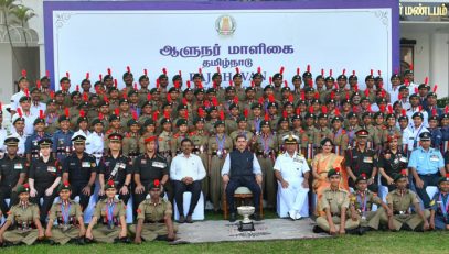 Thiru.R.N.Ravi, Hon’ble Governor of Tamil Nadu,interacted with the NCC Cadets of Republic Day-2024 Contingents from Tamil Nadu and took group Photo at the event hosted by Raj Bhavan, Chennai - 01.02.2024