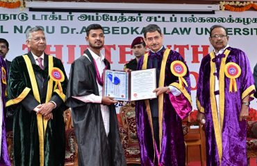 Hon’ble Governor of Tamil Nadu and Chancellor of the Tamil Nadu Dr.Ambedkar Law University, presented the degrees and medals to students at the 13th convocation of the Tamil Nadu Dr.Ambedkar Law University,at the Tamil Nadu Dr.Ambedkar Law University Perungudi Campus, Chennai -24.02.2024