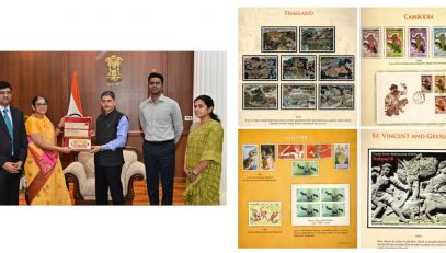 Ms. B.P. Sridevi, Chief Postmaster General of the Tamil Nadu Circle, and her colleagues met with Governor Ravi and presented him with a commemorative postage stamp on Sri Ram Janmabhoomi Temple, and a book titled 'Ramayana: Saga of Shri Ram.' The book contains postage stamps issued by over 15 countries, from time to time, depicting the life, works, and values of Prabhu Shri Ram, celebrate him for shaping their cultural identities and ethos - 01.03.2024.