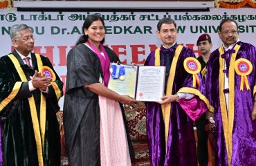 Hon’ble Governor of Tamil Nadu and Chancellor of the Tamil Nadu Dr.Ambedkar Law University, presented the degrees and medals to students at the 13th convocation of the Tamil Nadu Dr.Ambedkar Law University,at the Tamil Nadu Dr.Ambedkar Law University Perungudi Campus, Chennai -24.02.2024