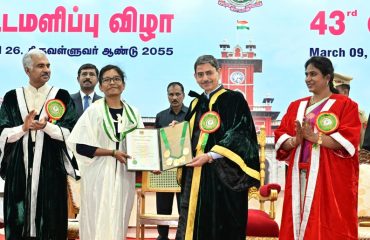 Hon'ble Governor of Tamil Nadu and the Chancellor of Tamil Nadu Agriculture University Thiru. R. N. Ravi conferred degrees on 3720 students at the 43rd convocation at University Convocation Hall, Tamil Nadu Agricultural University, Coimbatore (09.03.2024). Thiru. Manoj Ahuja, IAS, Secretary of the Department of Agriculture and Farmers Welfare, Government of India delivered inspiring and insightful convocation address.