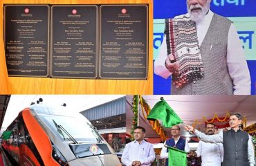 Thiru. Narendra Modi, Hon’ble Prime Minister of India, laid foundation stones, dedicated various Railway projects of more than ₹85000 Crore and flagged off new trains including Vande Bharat train from Chennai to Mysuru. Thiru. R.N. Ravi, Hon’ble Governor of Tamil Nadu,  Dr.L.Murugan, Hon’ble Minister of State for Ministry of Information & Broadcasting, Fisheries, Animal Husbandry and Dairying, Government of India and other dignitaries participated in the programme through video conferencing at  Puratchi Thalaivar Dr. M.G. Ramachandran Central Railway Station , Chennai - 12.03.2024.