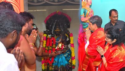 Governor Thiru R. N. Ravi and Lady Governor Tmt. Laxmi Ravi participated in the Kumbabhishekam ceremony of the Naga Kannika Amman Temple in Madhavaram, offering prayers for the good health and well-being of all. They exchanged warm greetings with the devotees - 21.04.2024.