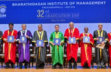 Thiru. R.N.Ravi, Hon'ble Governor of Tamil Nadu participated as chief guest and released a souvenir marking a BIM@40 of Bharathidasan Institute of Management, Tiruchirappalli at The Music Academy, Chennai on 03.05.2024. Thiru. Venu Srinivasan, Chairman, Emeritus TVS Motor Company, Thiru. Ravi Appasamy, Chairman, Board of Governors, Bharathidasan Institute of Management, Tiruchirappalli, Dr. Asit K Barma, Director, Bharathidasan Institute of Management, Tiruchirappalli and other dignitaries were present.
