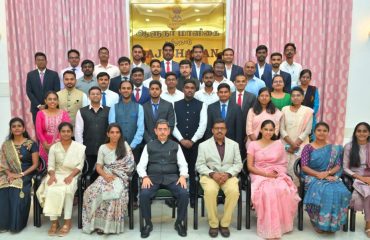 Thiru.R.N.Ravi, Hon’ble Governor of Tamil Nadu, felicitated the successful candidates of Indian Civil Services Examination-2023 and Indian Forest Service Examination-2023, at Bharathiar Mandapam, Raj Bhavan, Chennai - 17.05.2024.