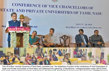 Hon'ble Governor of Tamil Nadu, presided over the Valedictory Function of the conference of Vice-Chancellors of State and Private Universities of Tamil Nadu and addressed the gathering, at Raj Bhavan, Udhagamandalam - 28.05.2024.