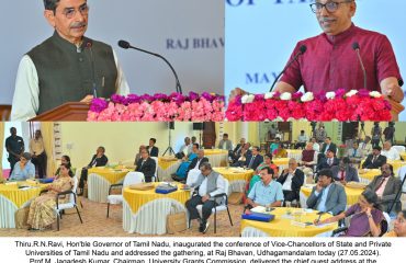 Hon'ble Governor of Tamil Nadu, inaugurated the conference of Vice-Chancellors of State and Private Universities of Tamil Nadu and addressed the gathering, at Raj Bhavan, Udhagamandalam - 27.05.2024