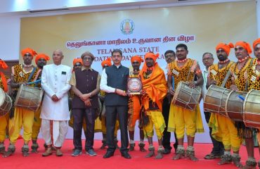 On the eve of Telangana State Foundation Day, Raj Bhavan, Tamil Nadu, hosted a celebration event in Chennai. Hon'ble Governor Thiru R.N. Ravi, along with the attendees, witnessed the mesmerizing Oggu Dollu dance, a traditional folk art form performed by artists in praise of Lord Shiva. The Governor also felicitated the artists during the event held on 01.06.2024.