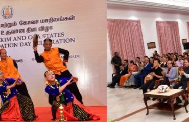 Raj Bhavan hosted the Goa and Sikkim State Formation Day celebration event at Raj Bhavan, Chennai - 30.05.2024. Hon'ble Governor, Thiru.R.N.Ravi along with the gathering witnessed the Tamang Selo, a scintillating traditional dance performed by artists from Sikkim and felicitated them,at Raj Bhavan, Chennai - 30.05.2024.