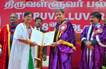 Thiru. R.N. Ravi Hon’ble Governor of Tamil Nadu and Chancellor of the Thiruvalluvar University, awarded 43,735 degrees to the students at the 18th convocation of the Thiruvalluvar University, at Thiruvalluvar University Campus, Vellore on 27.06.2024. Dr. G.A. Ramadass, Director, National Institute of Ocean Technology, Chennai participated as chief guest and other dignitaries were present.