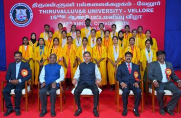 Thiru. R.N. Ravi Hon’ble Governor of Tamil Nadu and Chancellor of the Thiruvalluvar University, awarded 43,735 degrees to the students at the 18th convocation of the Thiruvalluvar University, at Thiruvalluvar University Campus, Vellore on 27.06.2024. Dr. G.A. Ramadass, Director, National Institute of Ocean Technology, Chennai participated as chief guest and other dignitaries were present.