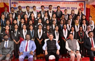 Thiru.R.N Ravi, Hon'ble Governor of Tamil Nadu and Chancellor of Manonmaniam Sundaranar University, presented degrees and medals to students at the 30-th convocation of the Manonmaniam Sundaranar University, held at V.O.Chidambaranar Auditorium, Manonmaniam Sundaranar University, Tirunelveli - 03.02.2024.