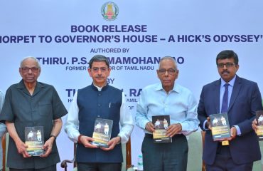 Thiru. R.N. Ravi, Hon’ble Governor of Tamil Nadu, participated as Chief Guest and released the Book “GOVERNORPET TO GOVERNOR’S HOUSE – A HICK’S ODYSSEY” authored by Thiru. P.S. Ramamohan Rao, Former Governor of Tamil Nadu at Bharathiar Mandapam, Raj Bhavan, Chennai on 29.06.2024. Thiru. C. Rangarajan, Former Governor of Reserve Bank of India & Former Governor of Andhra Pradesh and Thiru. M.K. Narayanan, Former Governor of West Bengal and other dignitaries were present on this occasion.