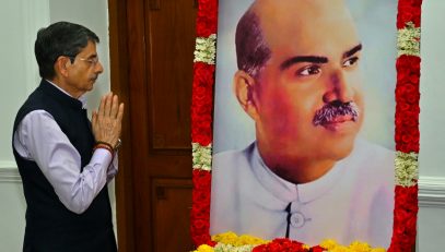 Thiru.R.N.Ravi, Hon'ble Governor of Tamil Nadu, paid floral tributes to the portrait of Dr.Syama Prasad Mukherjee, on the occasion of his birth anniversary, at Raj Bhavan, Chennai on 06.07.2024.