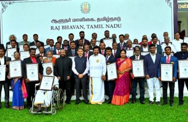 Thiru.R.N.Ravi, Hon’ble Governor of Tamil Nadu, felicitated around 50 experts of Traditional Martial Arts, at the live interactive session with the Guru's of Traditional Martial Arts, as a part of Governor’s ‘Think To Dare’ Series 15, held at Raj Bhavan, Chennai on 06.07.2024. More than 300 Traditional Martial Arts Gurus and practitioners from different parts of Tamil Nadu, participated in the event.