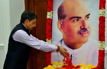 Thiru.R.N.Ravi, Hon'ble Governor of Tamil Nadu, paid floral tributes to the portrait of Dr.Syama Prasad Mukherjee, on the occasion of his birth anniversary, at Raj Bhavan, Chennai on 06.07.2024.